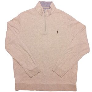 POLO RALPH LAUREN 1/4 Zip Pullover Sweater Cotton Viscose Beige Men's XL